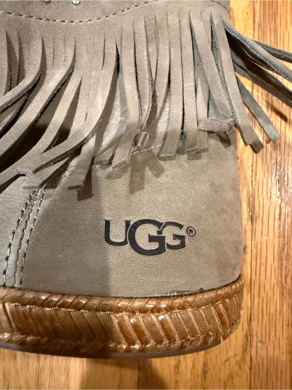 UGG Taupe Suede Fringe Ankle Boot Women’s Size 7